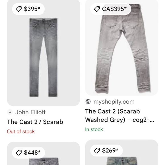 John Elliot Stretch Jeans Grey Slim Fit - Picture 8 of 8